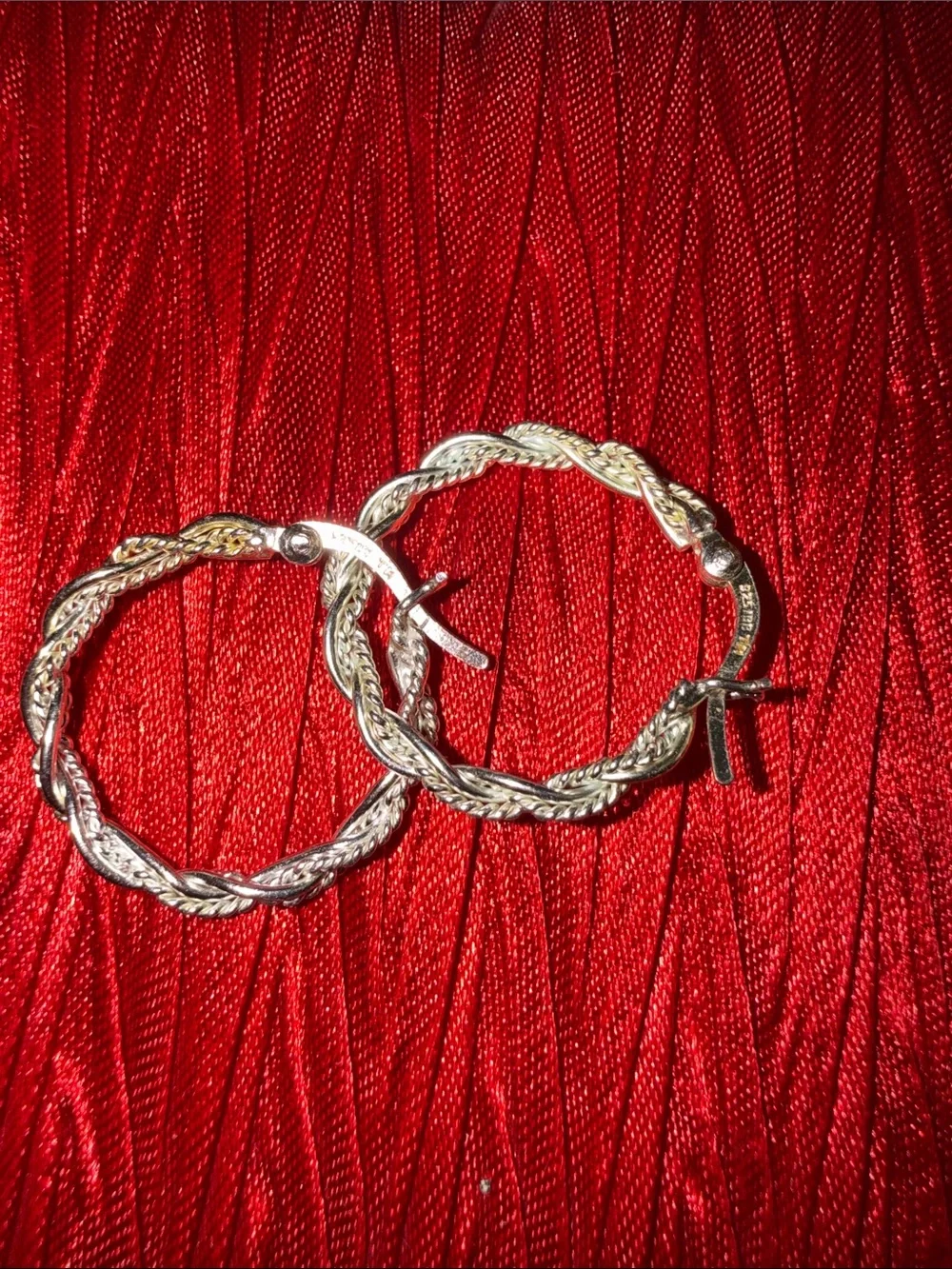 Twisted Rope Hoop Earrings in Two-Tone Silver, 925 TH